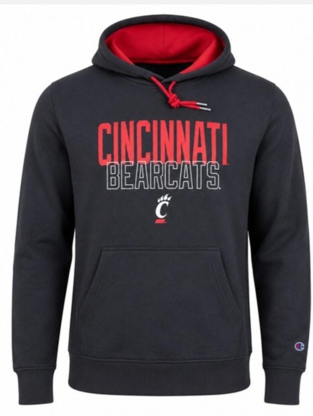 Champion Cincinnati Bearcats Hoodie Mens Black Red Pullover Sweatshirt NCAA XL